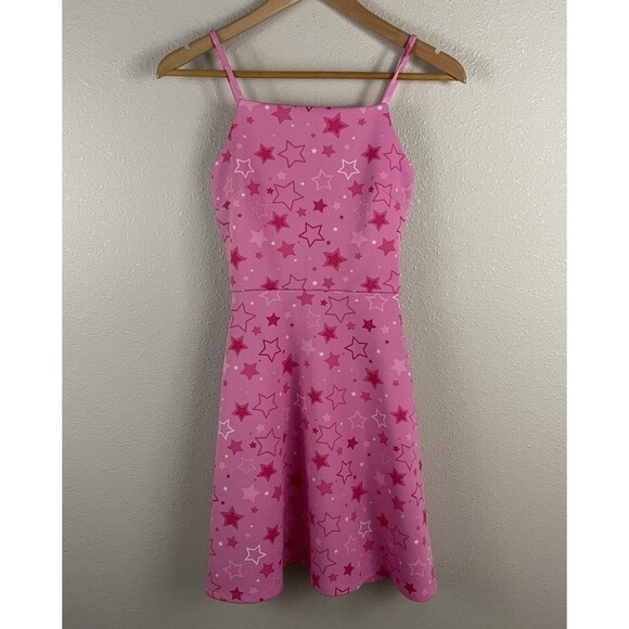 Hot Topic Womens S Hot Pink Stars Strappy Tank Dress Barbiecore - Picture 3 of 6